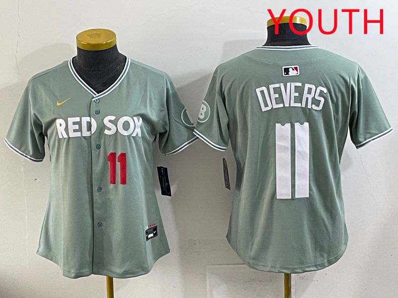 Youth 2025 Boston Red Sox 11 Devers Light Green Joint Name Nike MLB Jersey style 17